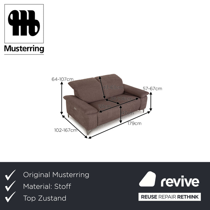 Musterring Stoff Sofa Grau Zweisitzer Couch Funktion