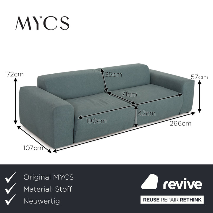 MYCS PYLLOW Fabric 3 Seater Mint Turquoise Sofa Couch