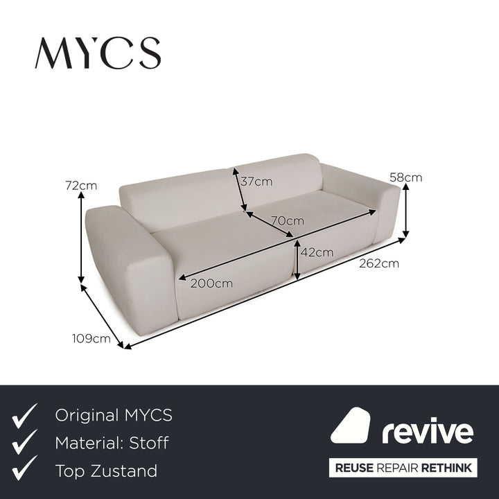 MYCS PYLLOW Fabric Three Seater Sofa White Sofa Couch