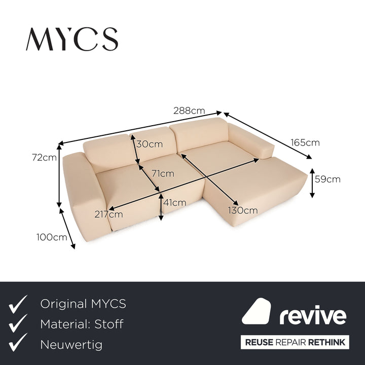 MYCS PYLLOW Stoff Ecksofa Creme Sofa Couch Recamiere rechts