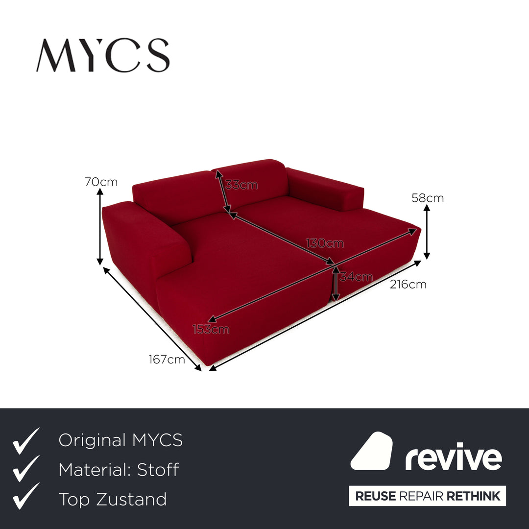 MYCS PYLLOW Stoff Ecksofa Rot Sofa Couch Doppel Liege