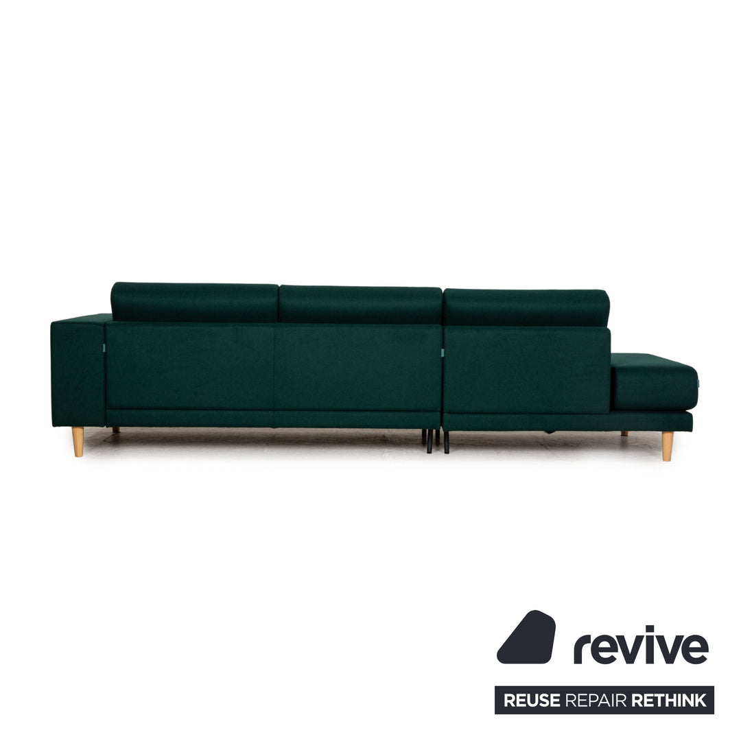 MYCS TYME Fabric Three Seater Green Sofa Couch