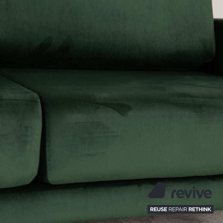 MYCS TYME Fabric Three Seater Green Sofa Couch