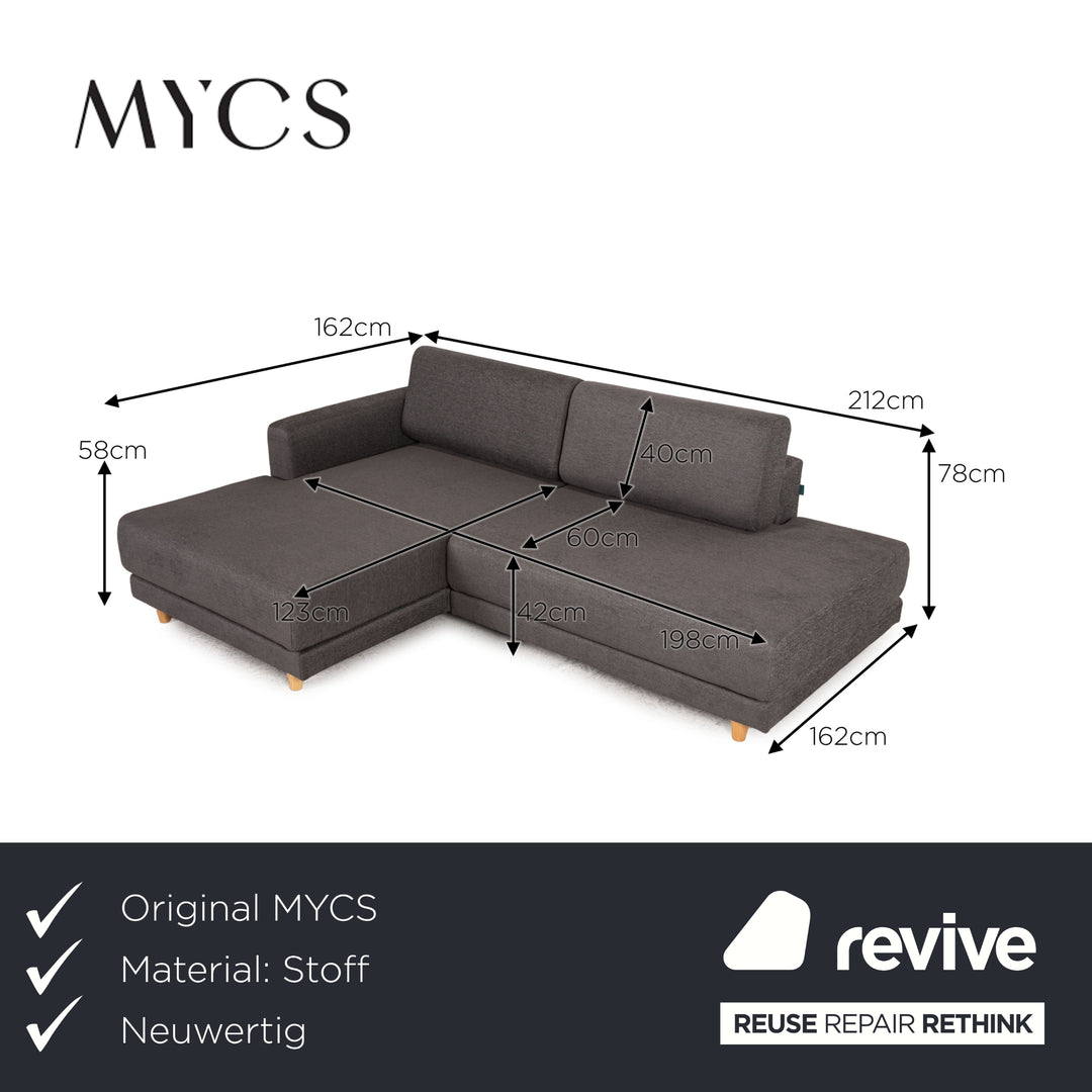MYCS TYME Canapé d'angle en tissu Canapé gris