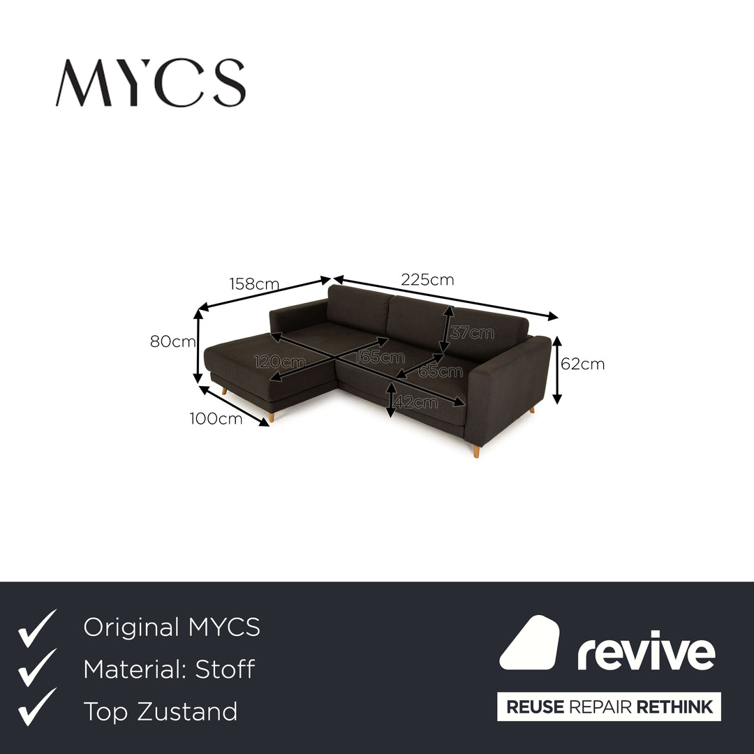 MYCS TYME canapé d'angle en tissu gris canapé canapé méridienne gauche