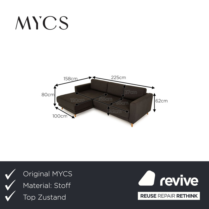 MYCS TYME canapé d'angle en tissu gris canapé canapé méridienne gauche