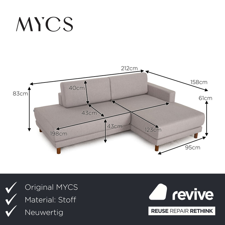 MYCS TYME Fabric Corner Sofa Gray Sofa Couch