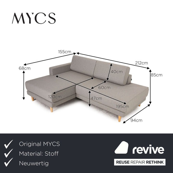 MYCS TYME Canapé d'angle en tissu Canapé gris