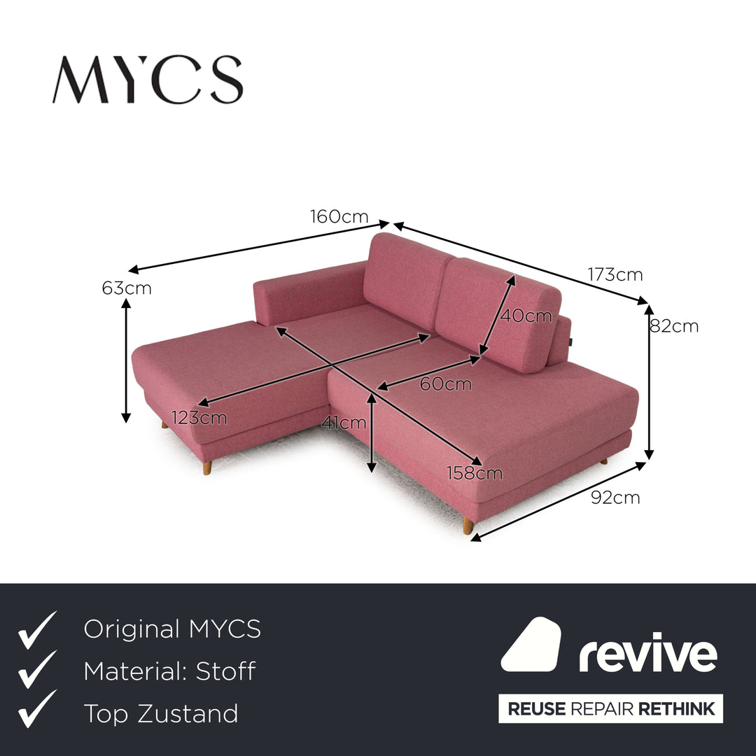 MYCS TYME Fabric Corner Sofa Pink Sofa Couch Chaise Longue Left