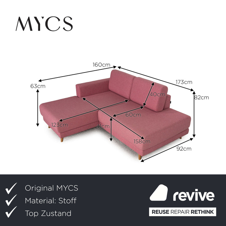 MYCS TYME Fabric Corner Sofa Pink Sofa Couch Chaise Longue Left