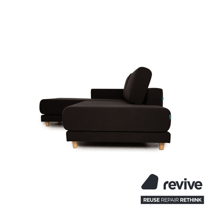 MYCS TYME Canapé d'angle en tissu Canapé noir