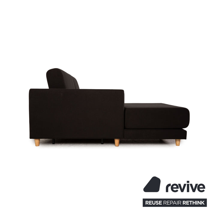MYCS TYME Canapé d'angle en tissu Canapé noir