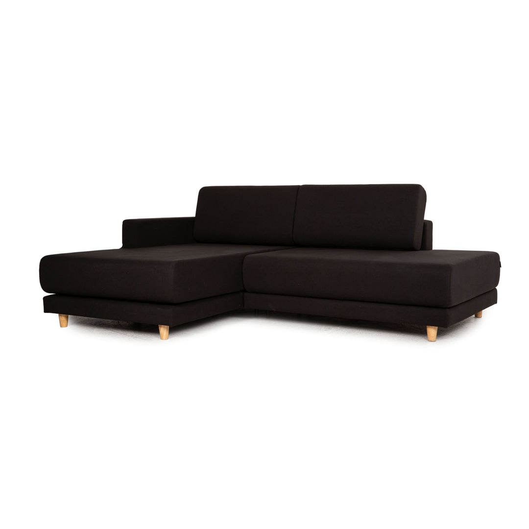 MYCS TYME Canapé d'angle en tissu Canapé noir