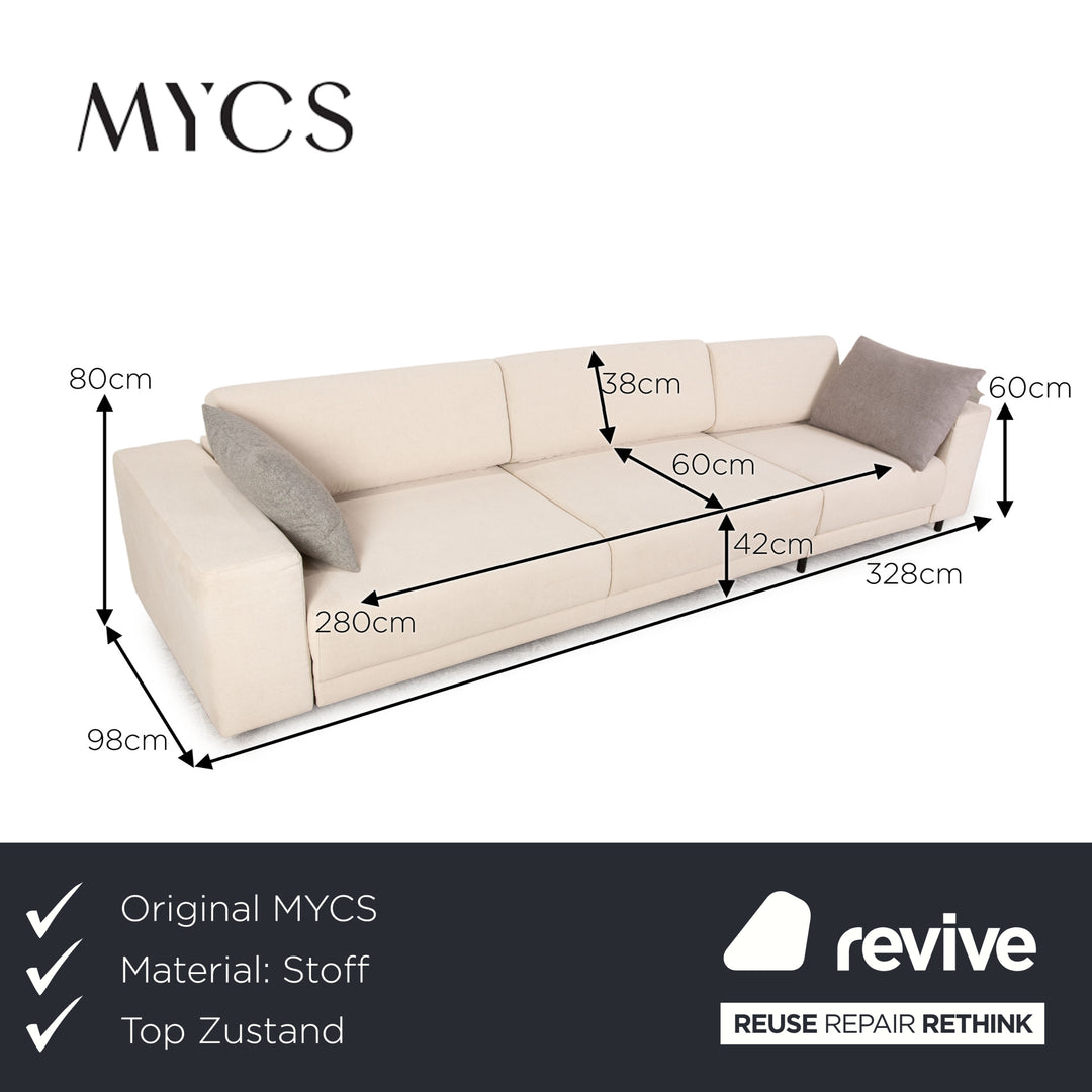 MYCS TYME fabric five seater cream sofa couch