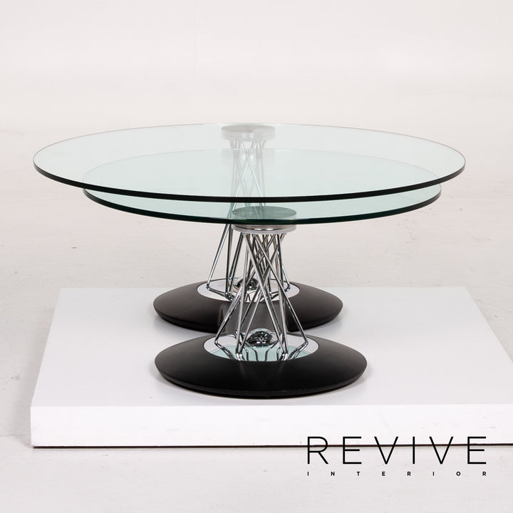 Naos Gemelli Glass Chrome Coffee Table Function Adjustable #13991