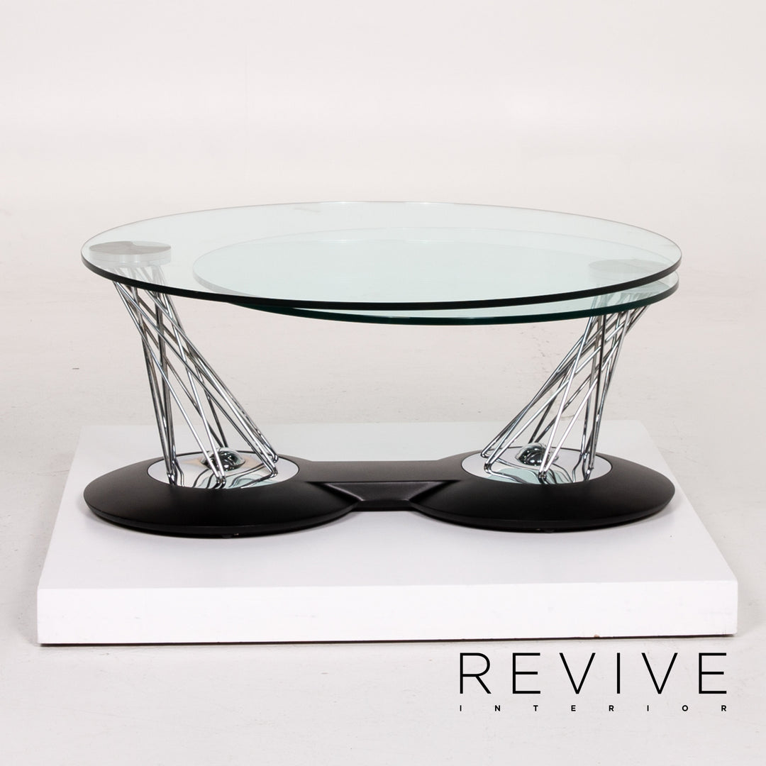 Naos Gemelli Glass Chrome Coffee Table Function Adjustable #13991