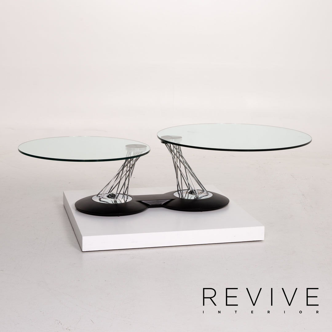 Naos Gemelli Glass Chrome Coffee Table Function Adjustable #13991