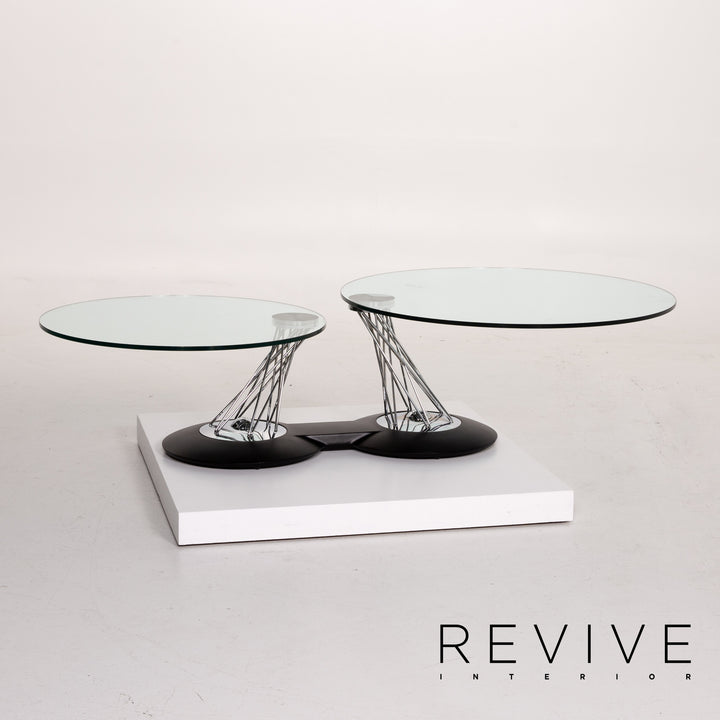 Naos Gemelli Glass Chrome Coffee Table Function Adjustable #13991