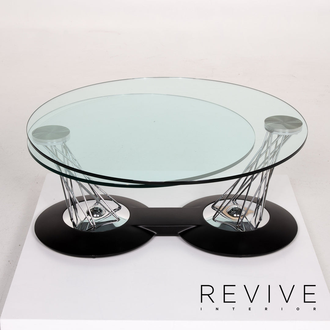 Naos Gemelli Glass Chrome Coffee Table Function Adjustable #13991