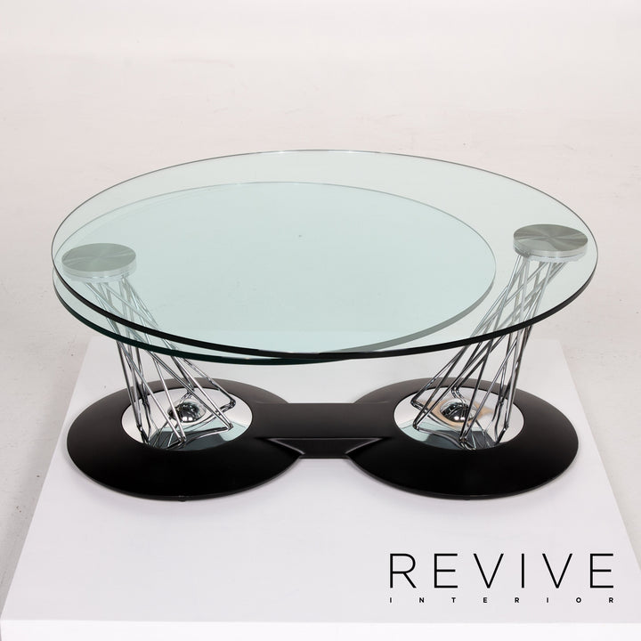 Naos Gemelli Glass Chrome Coffee Table Function Adjustable #13991