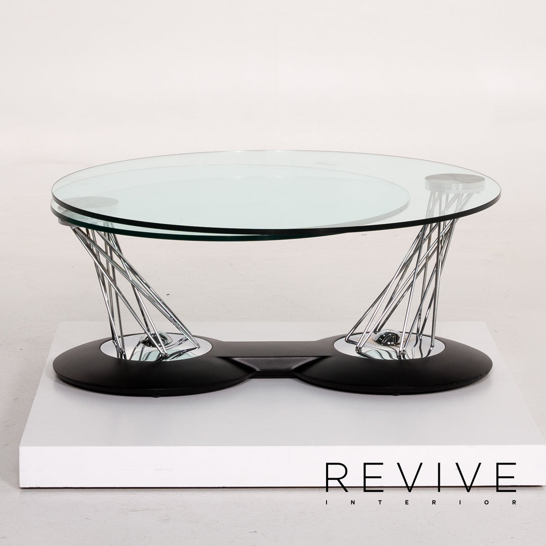 Naos Gemelli Glass Chrome Coffee Table Function Adjustable #13991