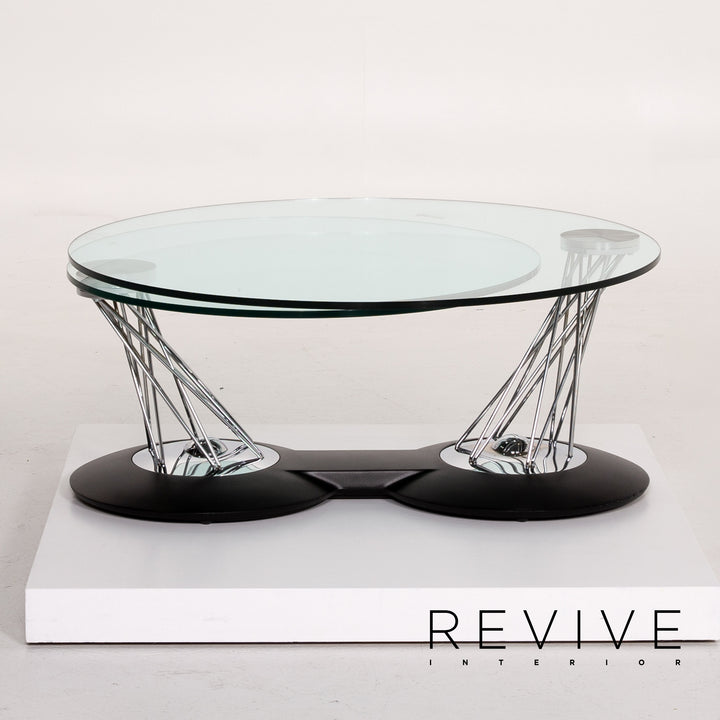 Naos Gemelli Glass Chrome Coffee Table Function Adjustable #13991