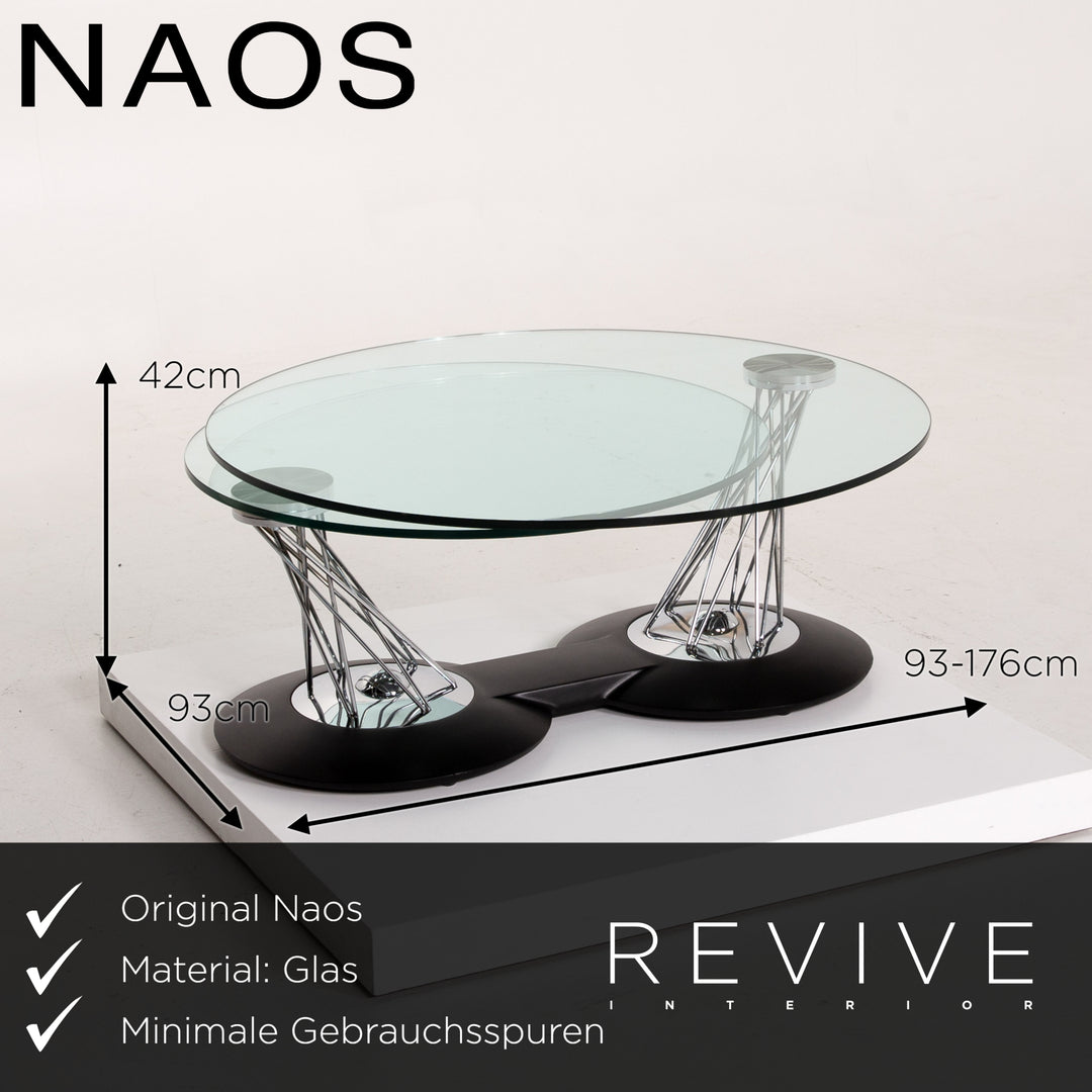 Naos Gemelli Glass Chrome Coffee Table Function Adjustable #13991