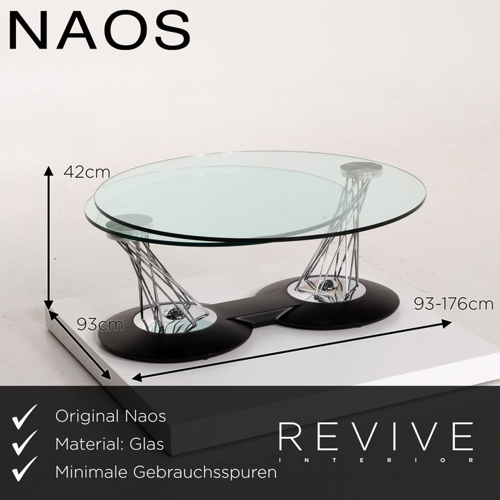 Naos Gemelli Glass Chrome Coffee Table Function Adjustable #13991