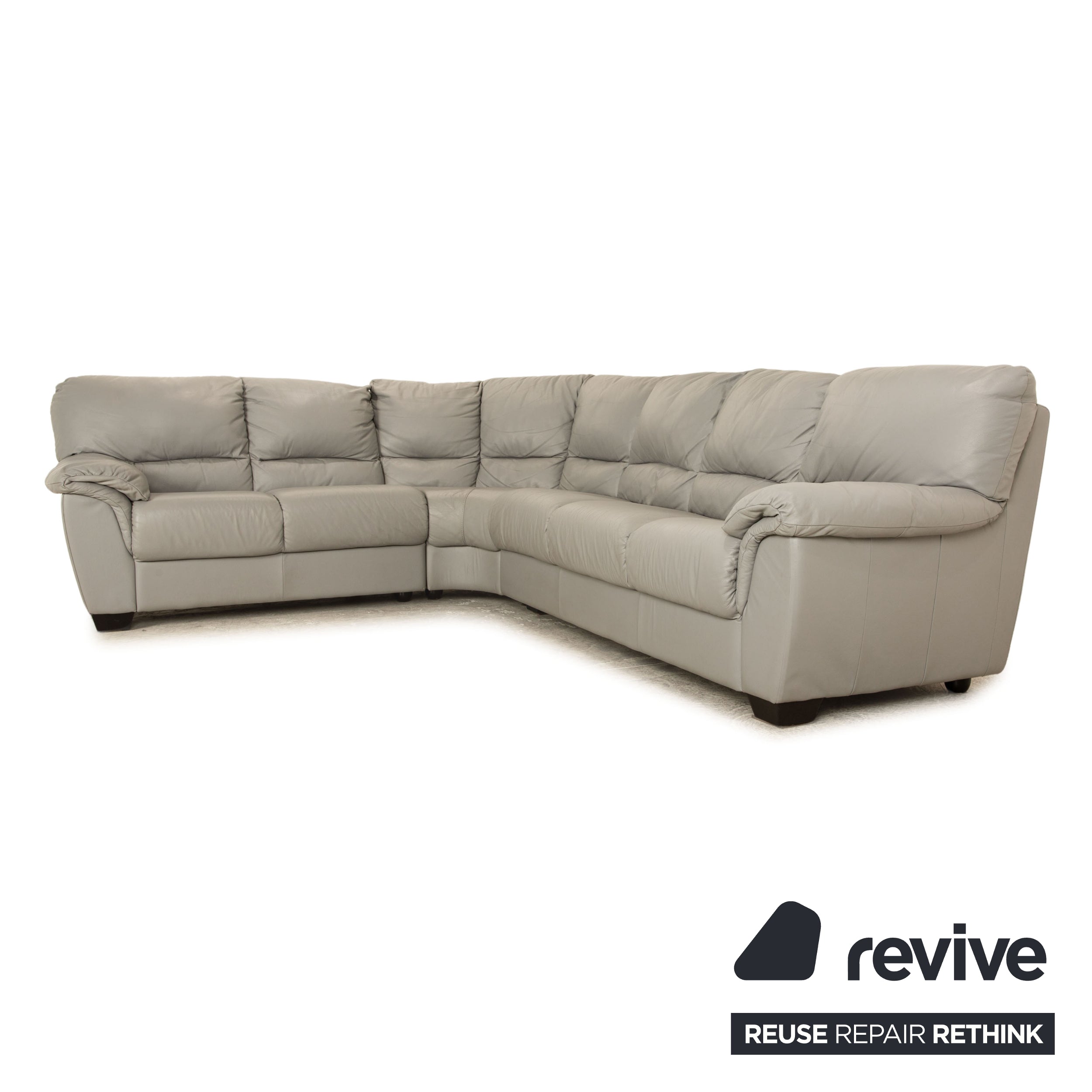 Natuzzi 1801 Leather Gray Corner Sofa Sofa Couch Chaise longue left