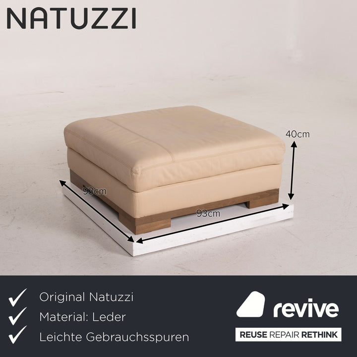 Natuzzi 2085 Leather Stool Beige #15016