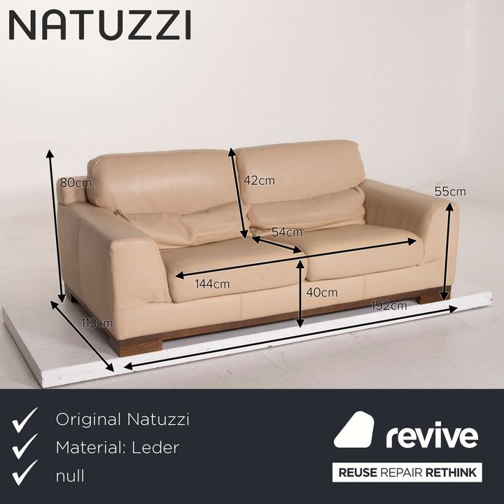 Natuzzi 2085 Leder Sofa Garnitur Beige Zweisitzer Hocker #15229