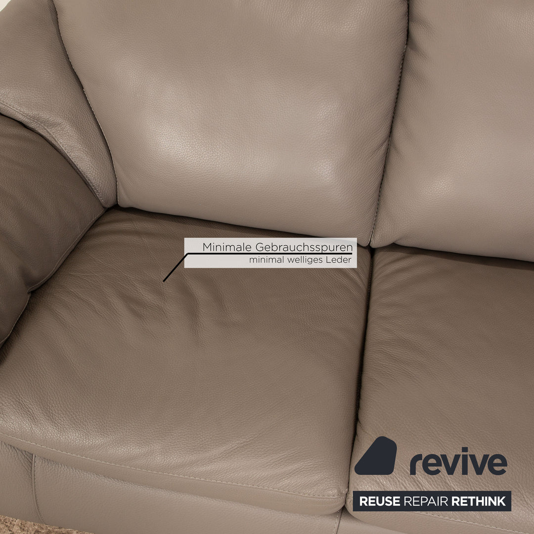 Natuzzi 2222 Leder Zweisitzer Grau Sofa Couch