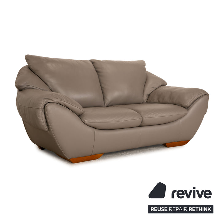 Natuzzi 2222 Leder Zweisitzer Grau Sofa Couch