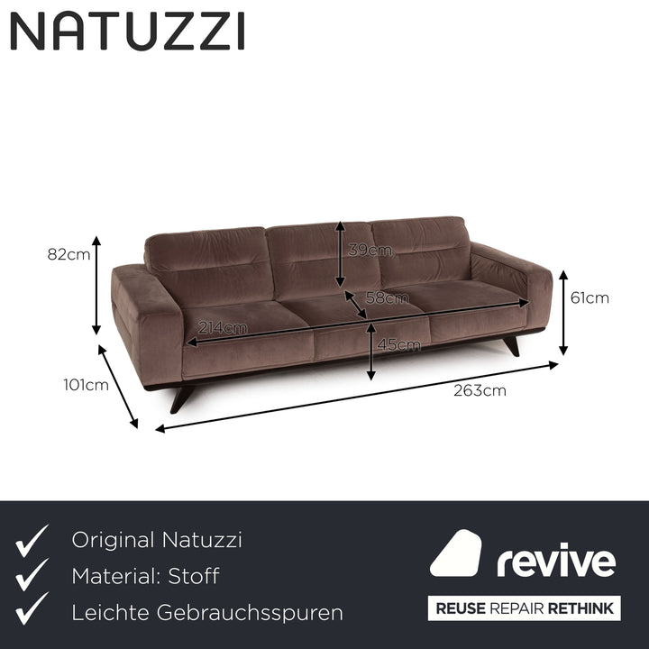 Natuzzi Audacia Stoff Sofa Braun Dreisitzer Couch