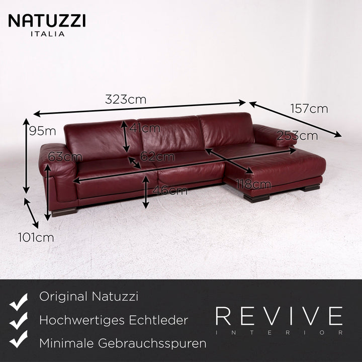Natuzzi Leder Ecksofa Bordeaux Rot Sofa Couch