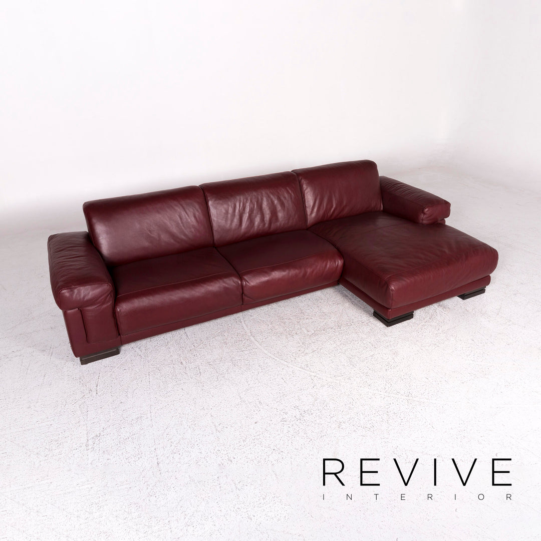 Natuzzi Leather Corner Sofa Bordeaux Red Sofa Couch