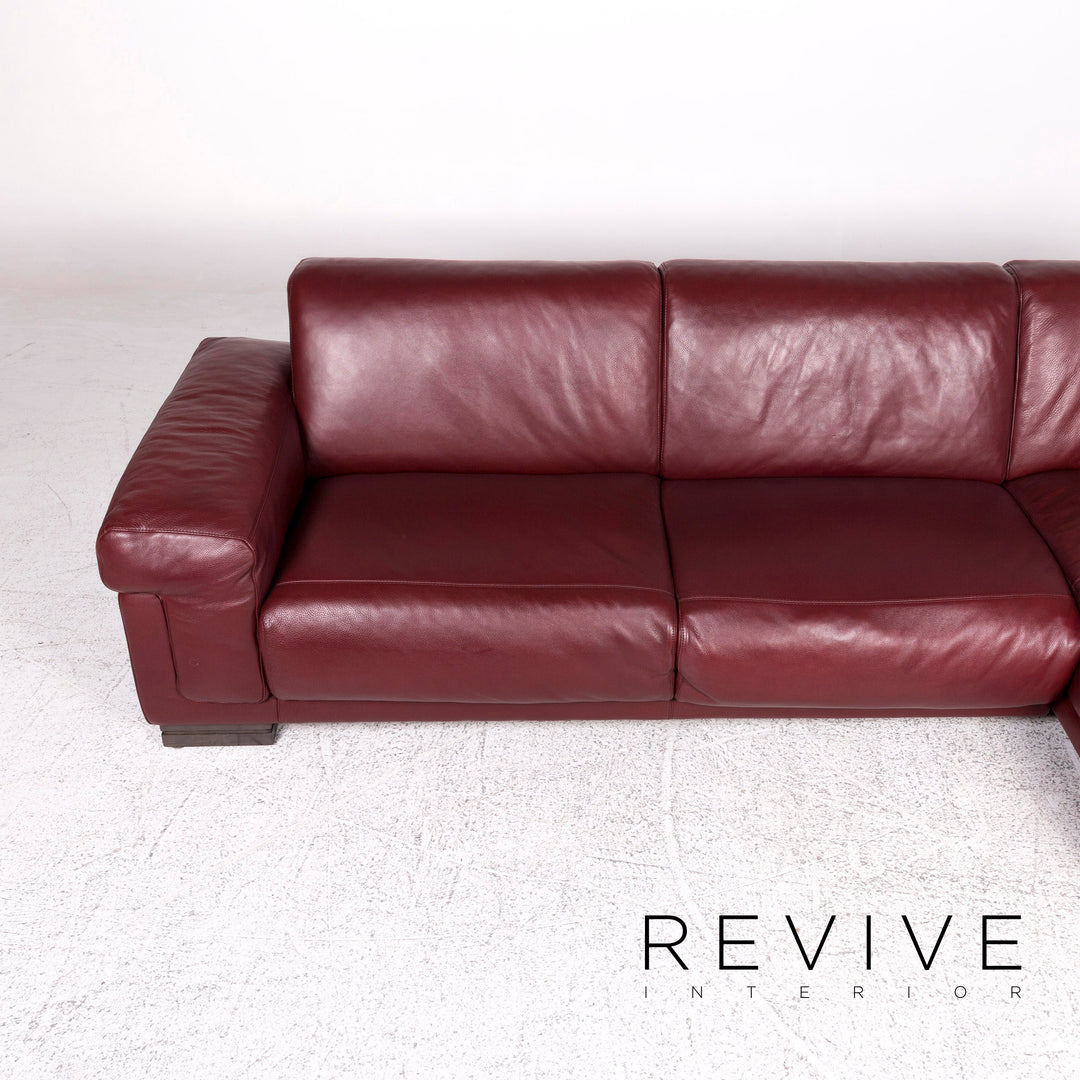 Natuzzi Leather Corner Sofa Bordeaux Red Sofa Couch