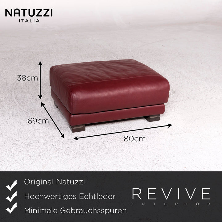 Natuzzi leather sofa set Bordeaux Red 1x corner sofa 1x stool #10202