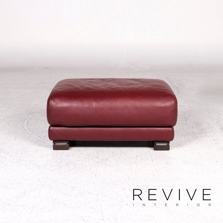 Natuzzi leather sofa set Bordeaux Red 1x corner sofa 1x stool #10202