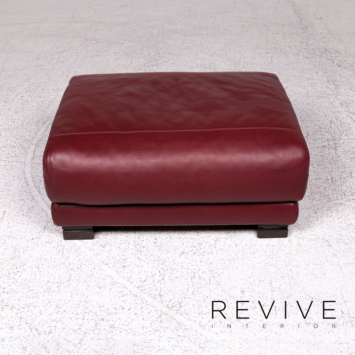 Natuzzi leather sofa set Bordeaux Red 1x corner sofa 1x stool #10202