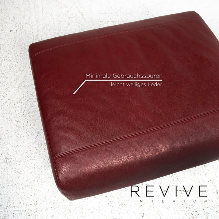 Natuzzi leather sofa set Bordeaux Red 1x corner sofa 1x stool #10202