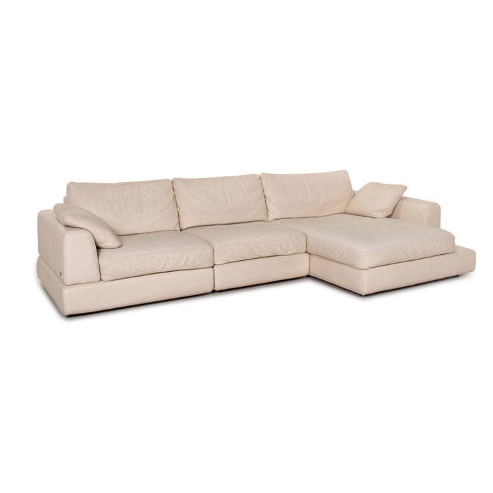 Natuzzi Diagonal 2375 Leder Ecksofa Creme Sofa Couch #14554