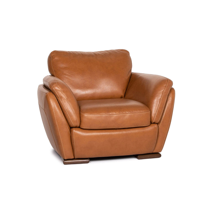 Natuzzi Editions Leather Sofa Cognac Brown #14404