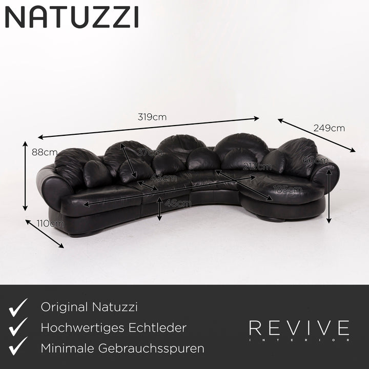 Natuzzi Leder Ecksofa Schwarz Sofa Couch #12091