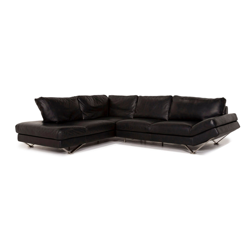 Natuzzi Leder Ecksofa Schwarz Sofa Couch 