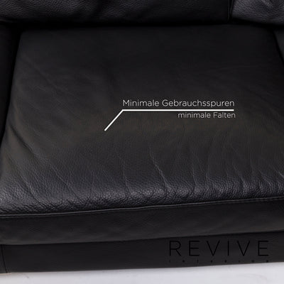 Natuzzi Leder Ecksofa Schwarz Sofa Couch #12849