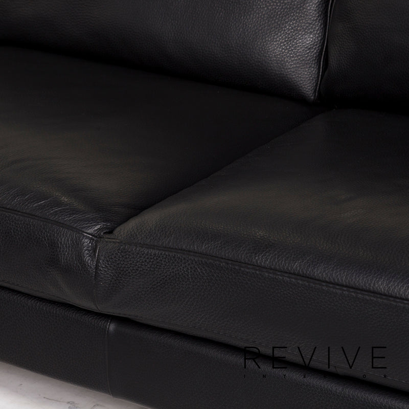 Natuzzi Leder Ecksofa Schwarz Sofa Couch 