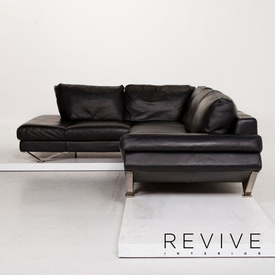 Natuzzi Leder Ecksofa Schwarz Sofa Couch #12849