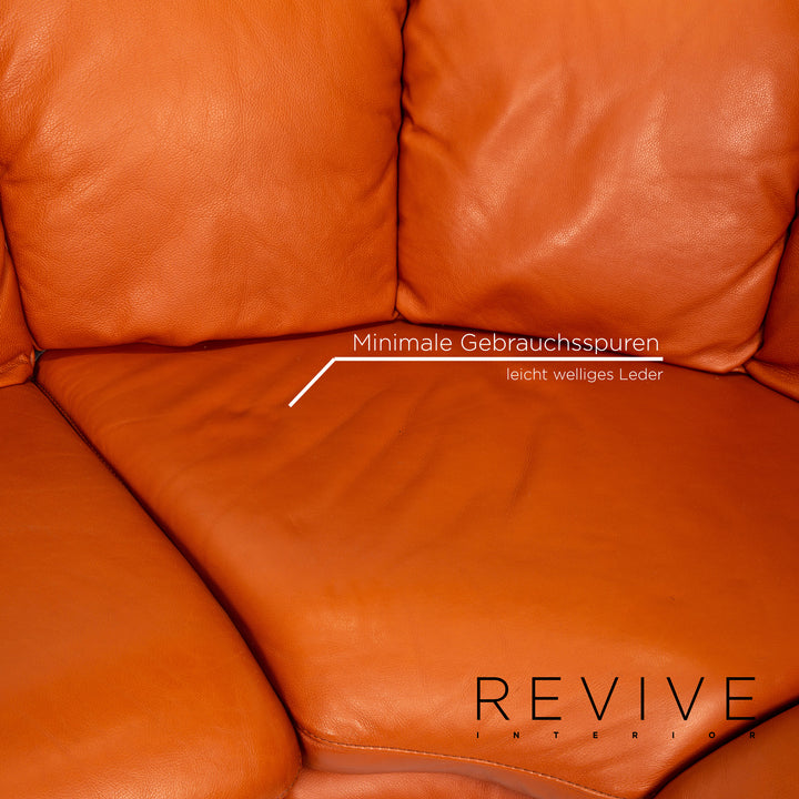 Natuzzi Leder Ecksofa Terrakotta Orange Sofa Couch #14579