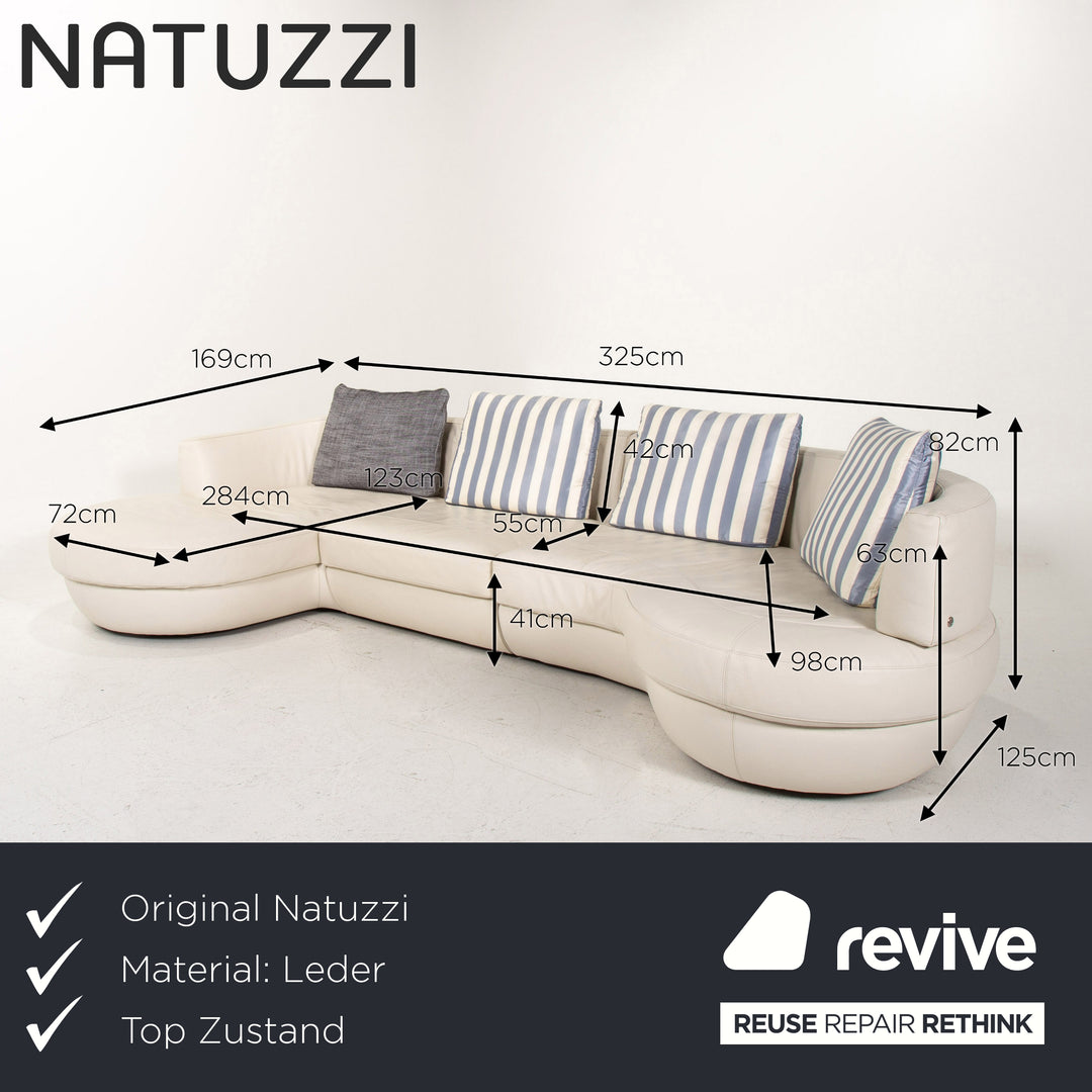 Natuzzi Leder Ecksofa Weiß Sofa Couch #14501